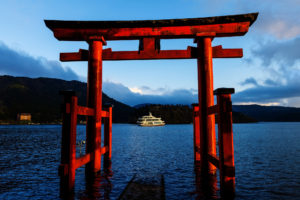 torii gate at Lake Ashi, Hakone