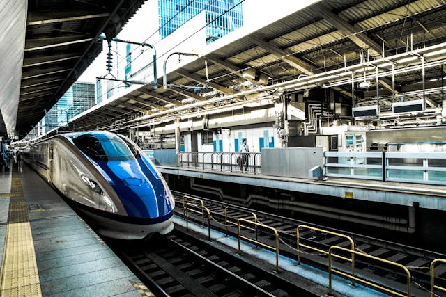 Train arriving at platform in Japan